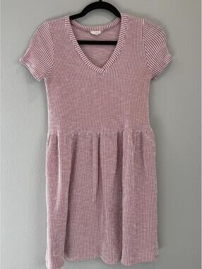 Anthropologie Caution To The Wind Striped Pink Skater Dress - Small